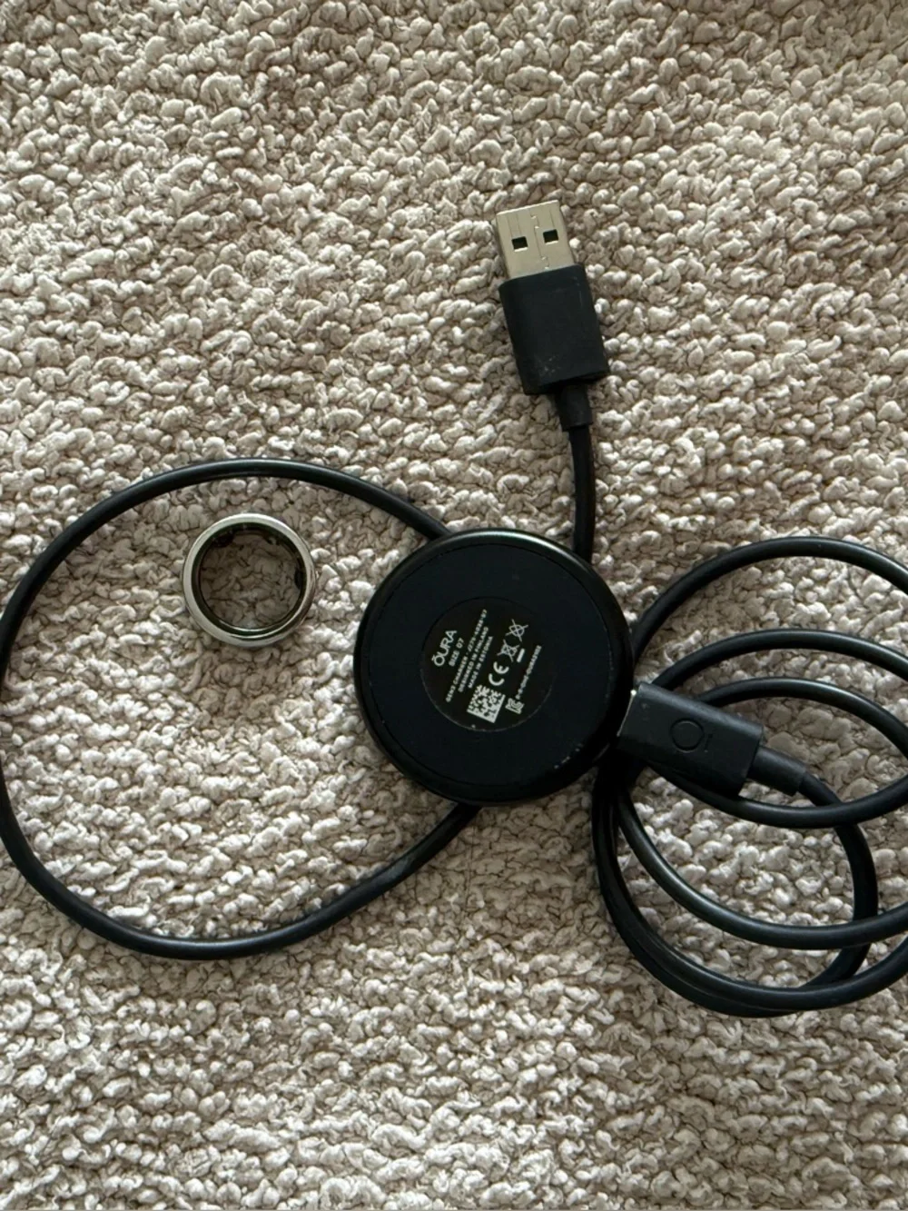 Size US7 - Oura Ring Gen3 Horizon - Silver - Smart Ring + Charger